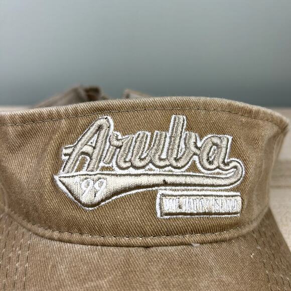 Vintage 90's Aruba Visor Brown Tan Unisex Caribbean Beach Retro VTG Summer Hat - Picture 3 of 10